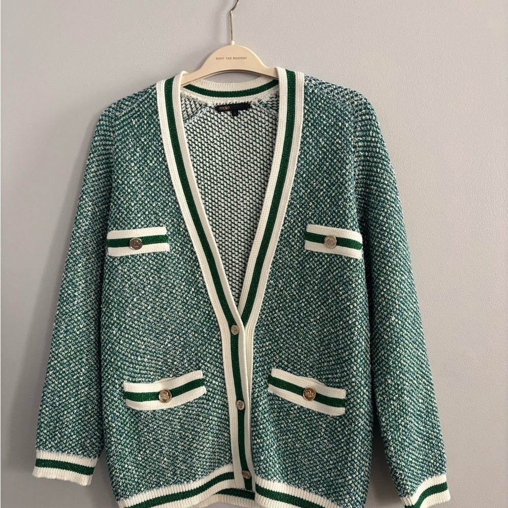MAJE Maitresse Metallic Threaded Cardigan